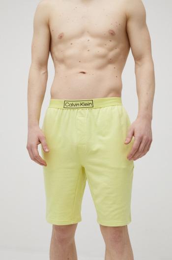 Pyžamové šortky Calvin Klein Underwear pánské, žlutá barva, hladká