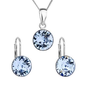 Sada šperků s krystaly Swarovski náušnice, řetízek a přívěsek modré kulaté 39140.3 sapphire, light