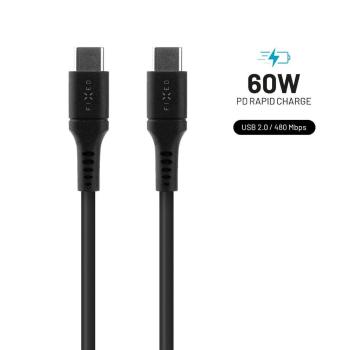 FIXED Nabíjecí a datový Liquid silicone kabel s konektory USB-C/USB-C a podporou PD, 1.2m, USB 2.0, 60W FIXDLS-CC12-BK, černý