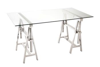 Psací stůl Steel Silver se skleněnou deskou - 150 * 80 * 78 cm 84842