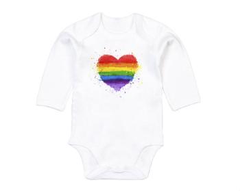 Dětské body dlouhý rukáv BIO Rainbow heart