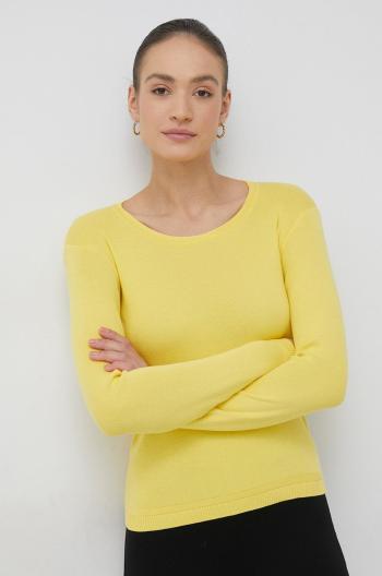 Bavlněný svetr United Colors of Benetton dámský, žlutá barva, lehký