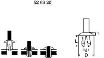 Rozpěrný nýt PB Fastener, 301-0799-001, 3,8 - 4,0 mm, černá