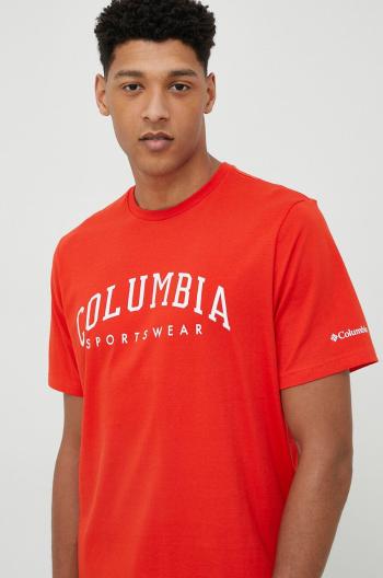 Bavlněné tričko Columbia červená barva