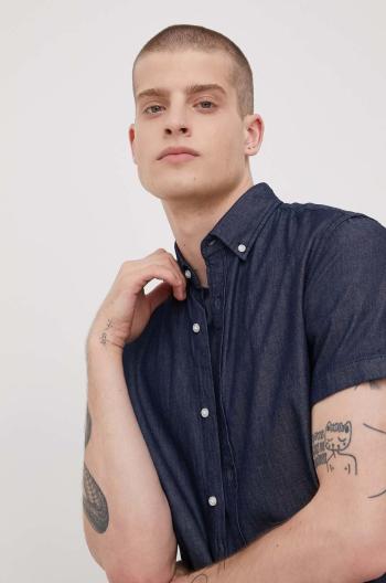 Bavlněné tričko Produkt by Jack & Jones tmavomodrá barva, regular, s límečkem button-down