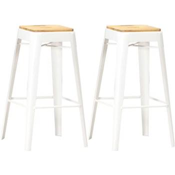 Barové stoličky 2 ks bílé masivní mangovníkové dřevo, 286133 (286133)