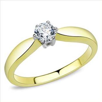 Šperky4U Zlacený ocelový prsten se zirkony - velikost 62 - AL-0040-62