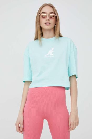 Bavlněné tričko Kangol tyrkysová barva
