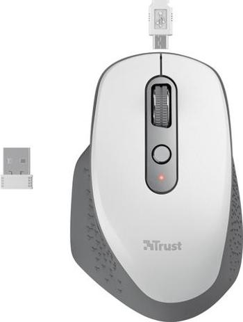 TRUST bezdrátová Myš Ozaa Rechargeable Wireless Mouse - white, 24035