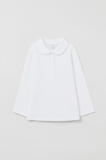 Dětská bavlněná košile s dlouhým rukávem OVS bílá barva, s límečkem