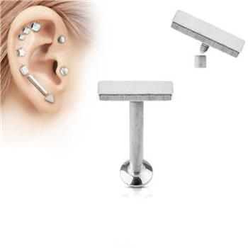 Šperky4U Piercing do brady - labreta 1,2 x 6 mm, obdélník 2 x 6 mm - LB1030ST-1206