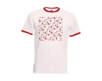 Pánské tričko s kontrastními lemy Květinový vzor