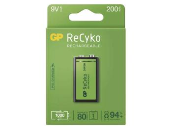 Baterie 6F22 nabíjecí 9V/200mAh GP Recyko