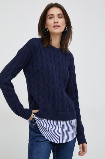 Bavlněný svetr Lauren Ralph Lauren dámský, tmavomodrá barva