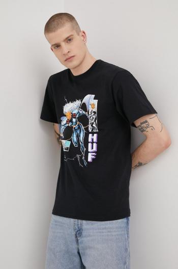 Bavlněné tričko HUF X Marvel černá barva, s potiskem