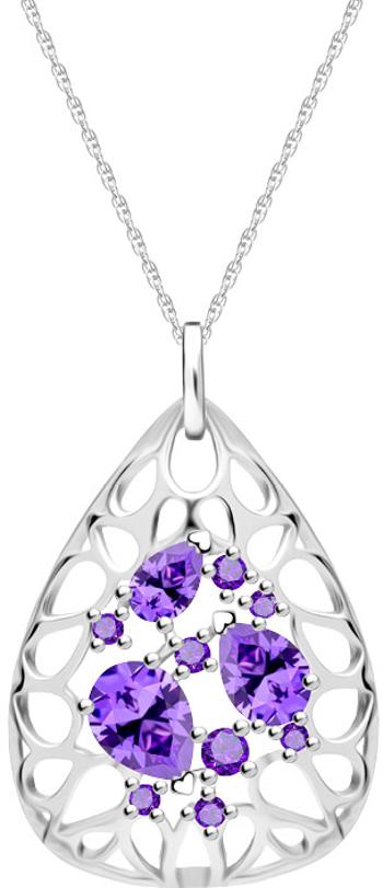 Preciosa Elegantní stříbrný náhrdelník Lyra Violet 5260 56 (řetízek, přívěsek)