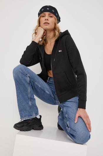Mikina Tommy Jeans dámská, černá barva, melanžová