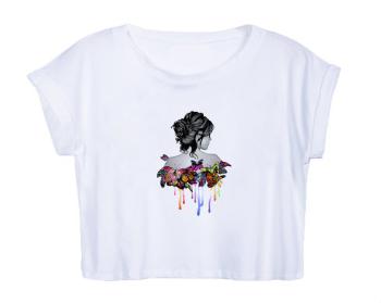 Dámské tričko Organic Crop Top Dívka s motýly