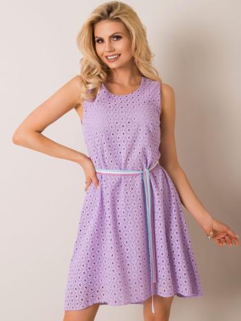 Dámské fialové šaty s barevným páskem LK-SK-508217.43P-purple Velikost: 36