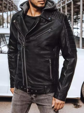 Černá koženková bunda s kapucí TX4244 Velikost: 2XL