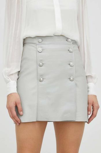 Kožená sukně Custommade Sabila šedá barva, mini