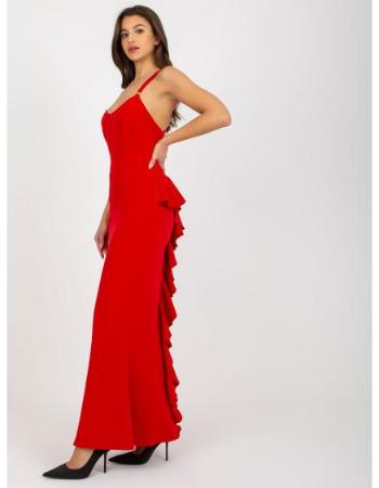 Dámské šaty s překříženými ramínky maxi večerní SHENA  červené