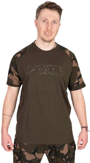 Fox Fishing Tričko Khaki/Camo Outline T-Shirt - 2XL