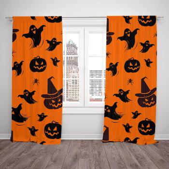 Závěsy Halloweenský vzor 2 (Rozměr : 140x250, Materiál: Interlock)