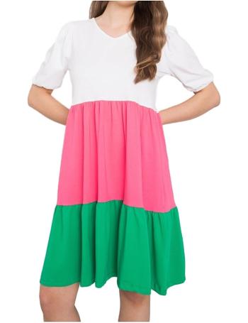Ležérní šaty kylie - bílá-růžová-zelená vel. XL