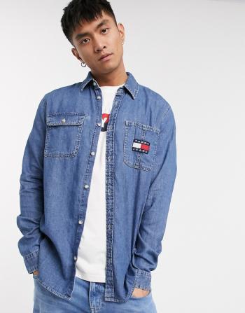 Tommy Hilfiger Tommy Jeans pánská modrá denim košile Tjm Denim Badge 