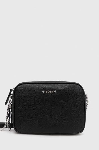 Kožená kabelka BOSS černá barva