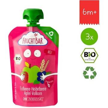 FruchtBar BIO 100% recykovatelná ovocná kapsička s jablkem, jahodou, borůvkami a špaldou 3× 100 g (8594205750041)