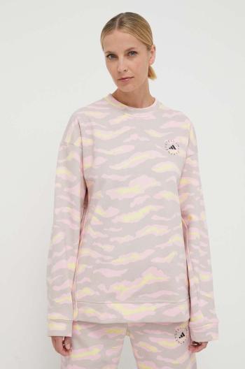 Bavlněná mikina adidas by Stella McCartney dámská, růžová barva, vzorovaná, IN3633