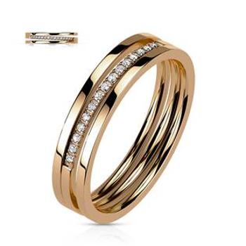 Šperky4U Zlacený ocelový prsten - velikost 57 - OPR1892-57