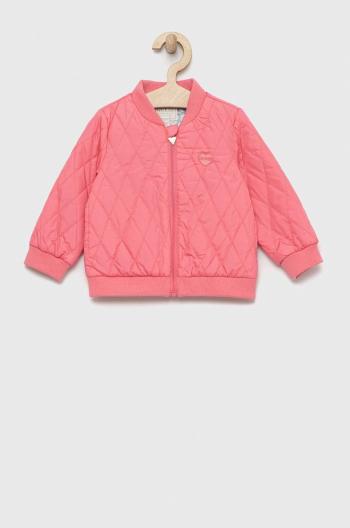 Dětská bomber bunda Guess růžová barva