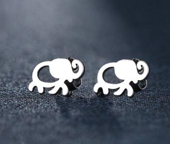 Ziskoun Dámské náušnice- pecičky ve tvaru slona pro štěstí z chirurgické oceli- 2 barvy Barva: Stříbrná