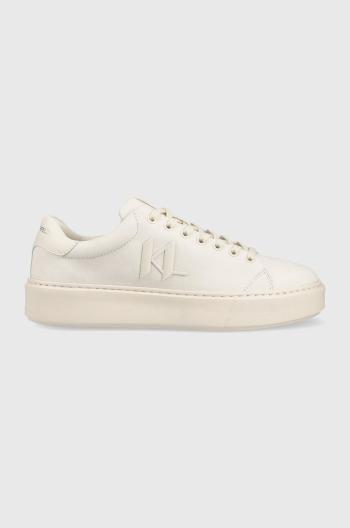 Kožené sneakers boty Karl Lagerfeld MAXI KUP béžová barva, KL52217