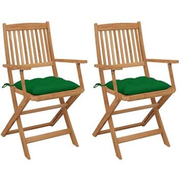 Skládací zahradní židle s poduškami 2 ks masivní akáciové dřevo, 3064610 (3064610)