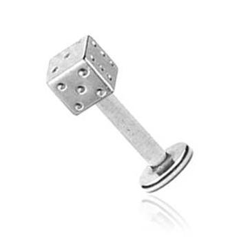 Šperky4U Piercing do brady - labreta - hrací kostka 1,6 x 10 mm - LB01069