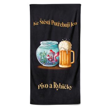 Osuška Štěstí = Pivo + rybičky (Velikost osušky: 70x140cm)