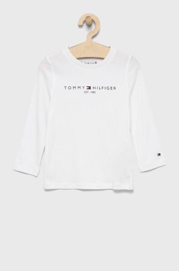 Dětská bavlněná košile s dlouhým rukávem Tommy Hilfiger bílá barva, s potiskem