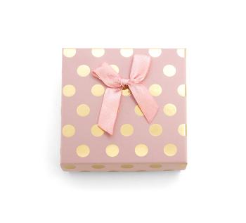 Beneto Růžová dárková krabička se zlatými puntíky KP7-9