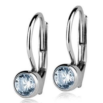 Šperky4U Stříbrné náušnice se světle modrými kamínky 4 mm - ZB23067-LB