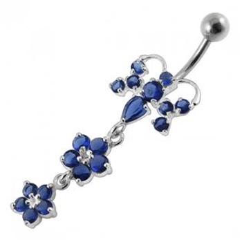 Šperky4U Stříbrný piercing do pupíku - motýlek - BP01192-B