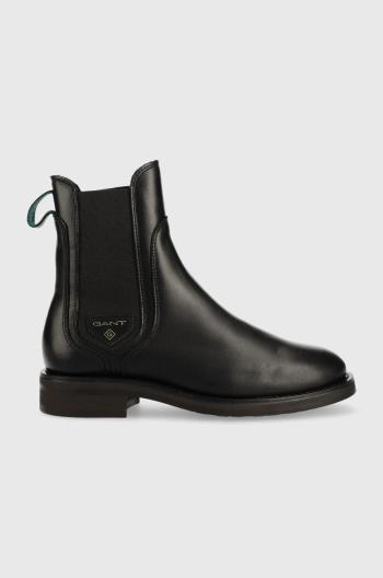 Kožené kotníkové boty Gant Aimlee dámské, černá barva, na podpatku