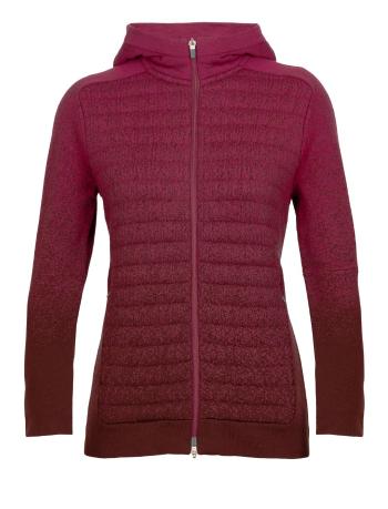 dámská mikina s kapucí, zip ICEBREAKER Wmns ZoneKnit™ Insulated LS Zip Hoodie, Cherry/Espresso velikost: S