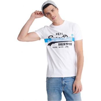 Superdry VL CROSS HATCH TEE Pánské tričko, bílá, velikost M