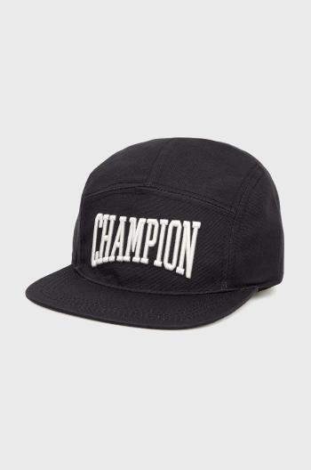 Bavlněná čepice Champion 805554 černá barva, s aplikací