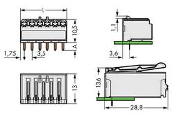 Konektor do DPS WAGO 2091-1328, 28.00 mm, pólů 8, rozteč 3.50 mm, 100 ks