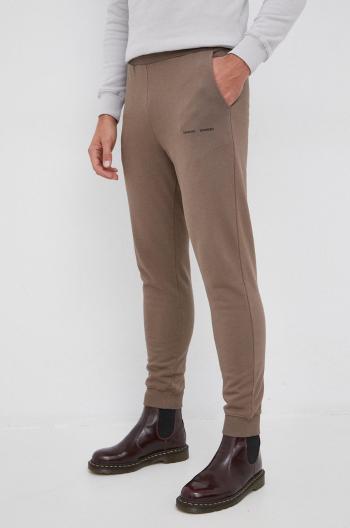 Bavlněné kalhoty Samsoe Samsoe pánské, hnědá barva, hladké